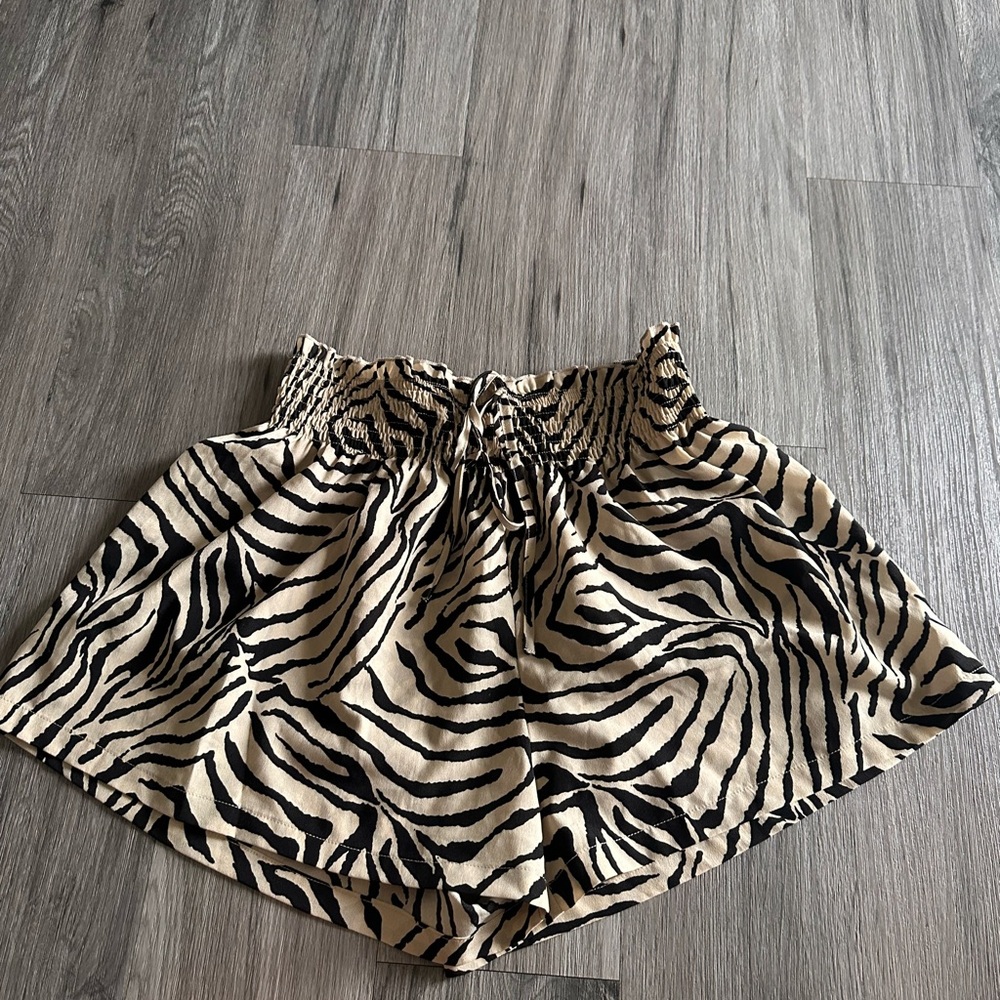 Zebra Print High-Waisted Shorts